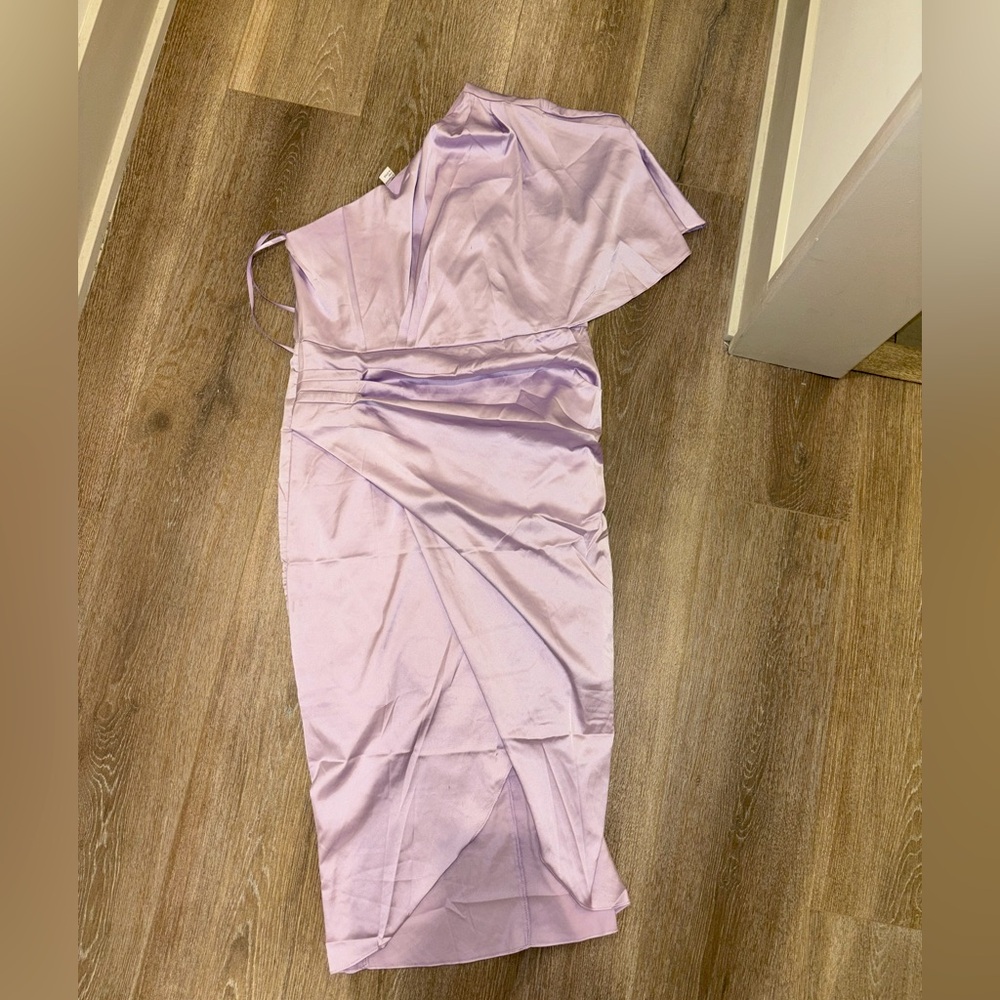 Purple One-Shoulder Midi Dress